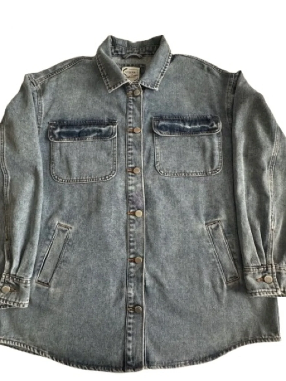Stoosh Vintage Demin Man's L Blue Light Wash Denim Button Down Shirt Jacket Top - Picture 16 of 16